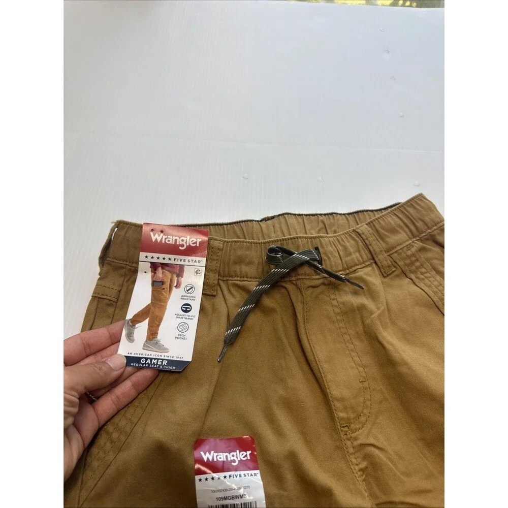 Wrangler Boys Five Star Gamer Cargo Jogger Pants Khaki NWT Size 12 Slim